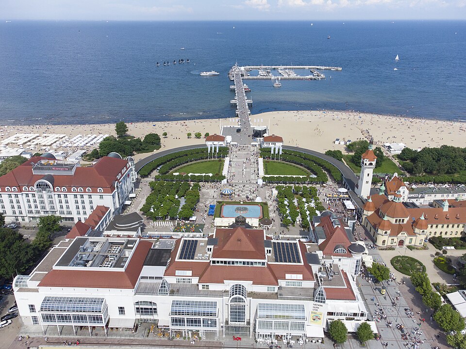 Sopot pier and main square from the air